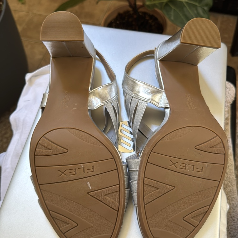 LifeStride, Silver, Size 11 “Amy Slingbacks,” open toe and heel pumps. - Picture 5 of 8